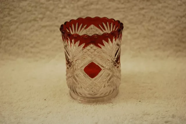 Beautiful Victorian Greensburg Eapg Ruby Stained Tacoma Toothpick Holder 1890'S