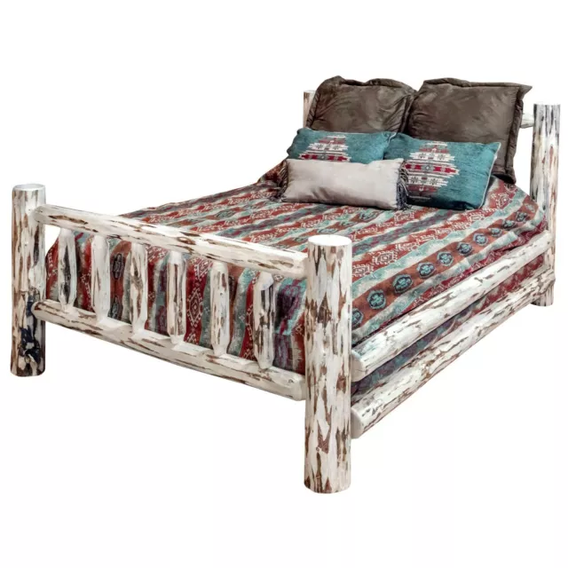 Rustic Log Bed CA KING Size Amish Made Beds Lodge Cabin Furniture