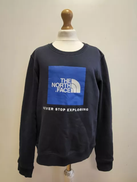 Vv223 Boys The North Face Navy Blue Long Sleeve Sweatshirt Age 11-12 Yrs L