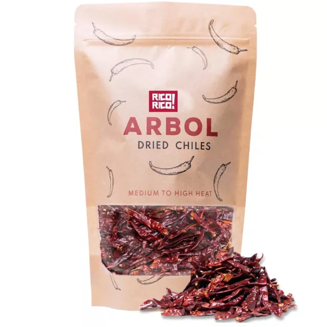 RICO RICO - Chile de Arbol 4 oz - Dried Whole Red Chili Peppers, Premium Dried C
