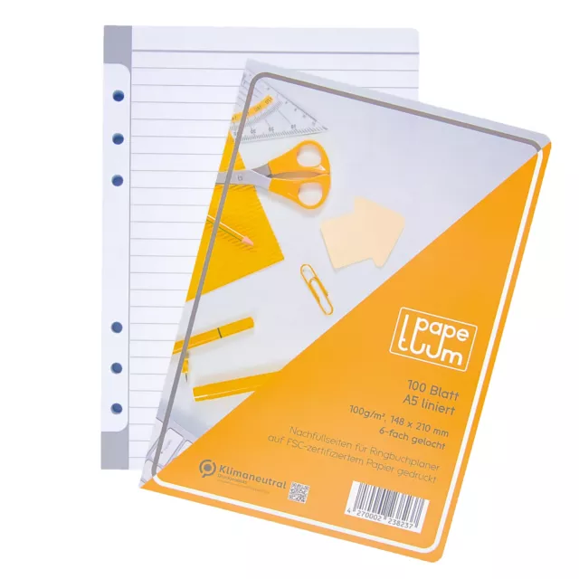 PAPETUUM Ringbucheinlagen A5 Liniert 100 Blatt für Filofax Bind TimePlanner