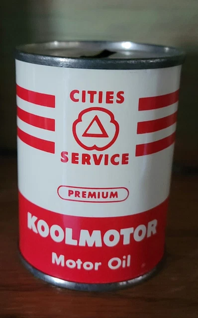 Cities Service "Koolmotor Oil" Tin Can Bank Red And White