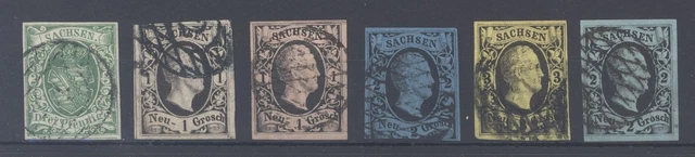 Sachsen Mi.Nr. 2-7, Freimarken 1851 gestempelt (3044)