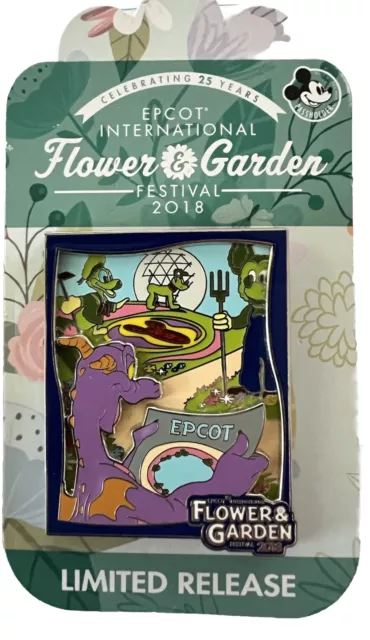Disney Epcot Flower & Garden Festival 2018 Mickey & Pluto & Figment 3-D Pin Set 3