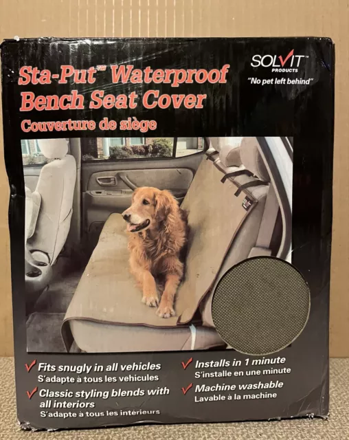 Solvit Sta-Put Waterproof Bench Car Seat Cover for Pets Tan 56" x 47"