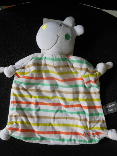 doudou plat blanc rayé vert jaune orange Jungle Rallye ORCHESTRA PREMAMAN 2 disp