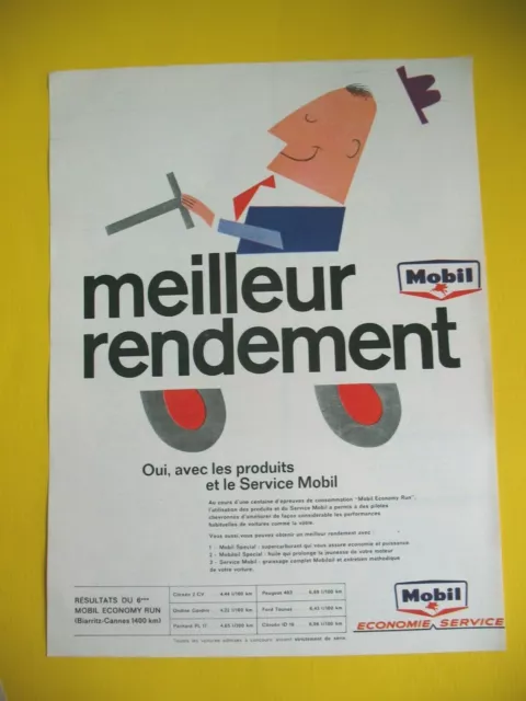 PUBLICITE DE PRESSE MOBIL 6eme EECONOMY RUN BIARRITZ CANNES FRENCH AD 1962