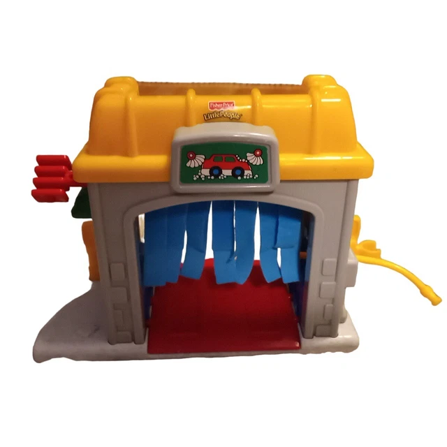 VINTAGE FISHER PRICE Little People CAR WASH GAS PUMP Garage Town