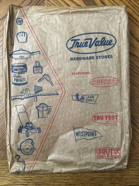 Tru Value Hardware Stores Paper Shopping Bag ~16" Lawn Chief Servess VTG 1970s