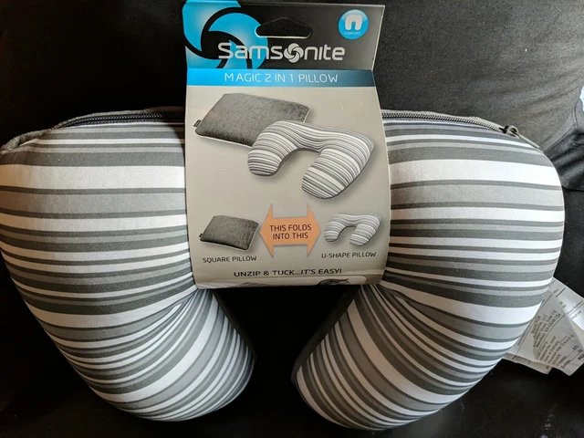 Samsonite 2-in-1 One Size, Magic Travel Pillow - Grey / White