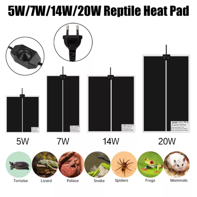 Terrarium Heizmatte Bodenheizung Wärmematte Reptilien Vivarium Heizung EU Plug