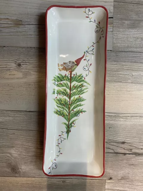 NEW Pottery Barn Christmas Forest Gnome Stoneware Cookie Serving Platter  NWT