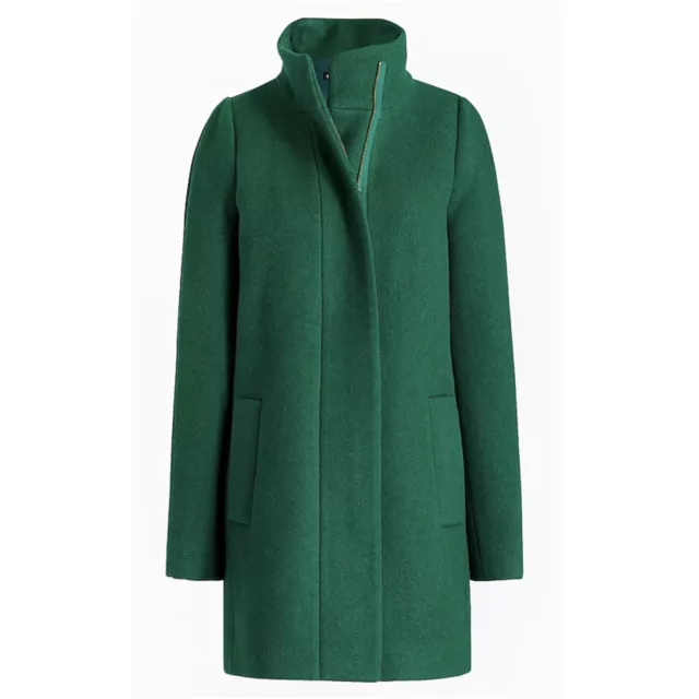 J. Crew Mercantile City Coat in Deep Emerald Green Wool Blend Womens Size 0