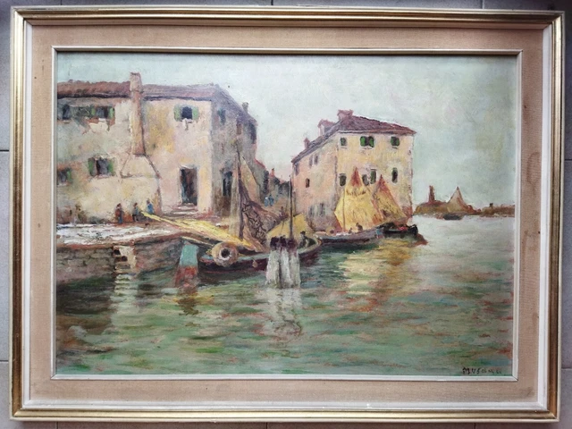 Pittura veneta Chioggia vecchio olio firmato opera di eccellente qualità!