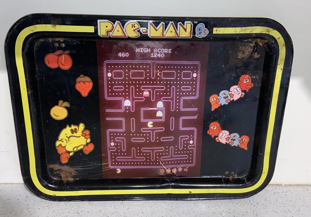 Pac Man Vtg TV Tray Folding Metal Table 70s/80s Rare old display Arcade sign