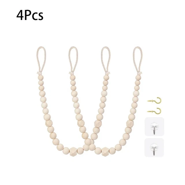 4 Pcs Wood Curtain Tiebacks Multi-purpose Curtain Holders  Curtain
