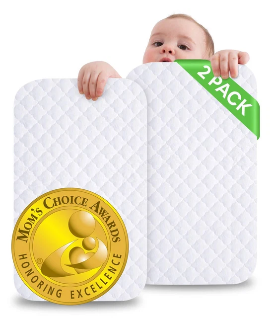 Protector de colchón impermeable iLuvBamboo Pack N Play - paquete de 2 - acolchado premium