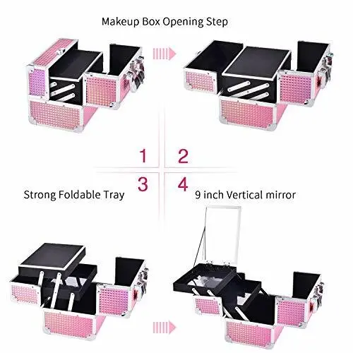 Makeup Box Vanity Case Cosmetic Organiser Box Beauty Storage Train 2
