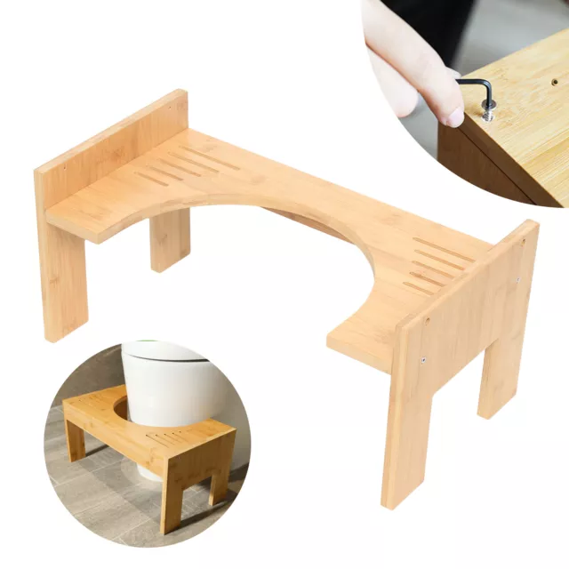Taburete de inodoro silla de inodoro de bambú ayuda de inodoro taburete de baño inodoro ajustable