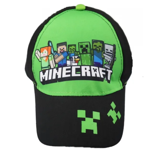 Minecraft Cappello con visiera Baseball Bambini Ragazzi  5 - 10 anni Nero Verde 2