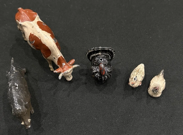 Lot De Figurines Animaux Petit Collin En Celluloïd – Poule, Coq, âne, Lapin, Dindon, Canard