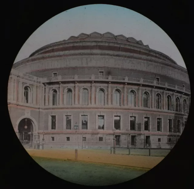 ANTIQUE Magic Lantern Slide THE ROYAL ALBERT HALL LONDON C1890 VICTORIAN PHOTO