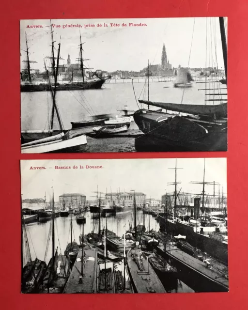 2 x AK ANVERS Antwerpen um 1900 Hafen mit Schiffen  ( 42130