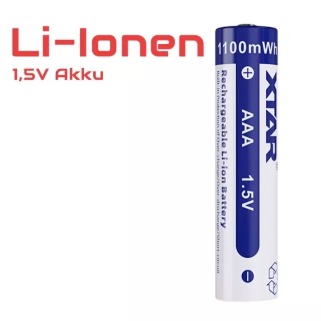 AA 1,5V 3390mWh (ca. 2260mAh) Li-Ionen Akku (Wiederaufladbar über