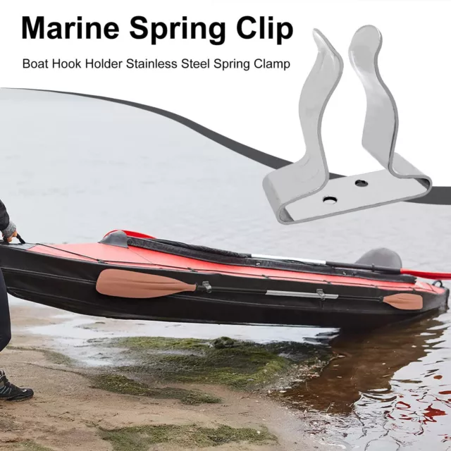1~6Packs Stainless Steel Boat Hook Holder Tube Holder Spring Clamp Bracket Clips