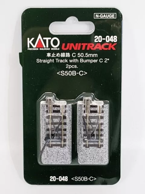 New N gauge KATO Unitrack 20-048 50mm Straight Track W/Bumper C (2 Pcs.) - UK