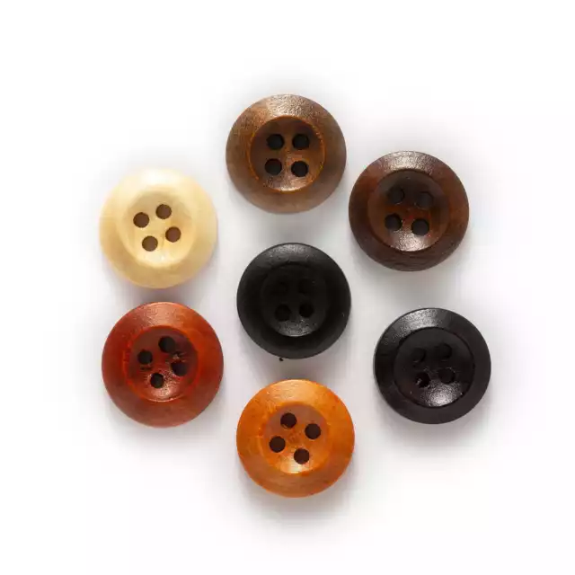 4 hole solid round wooden buttons for sewing, clothing, handwork, crafts 10-25mm