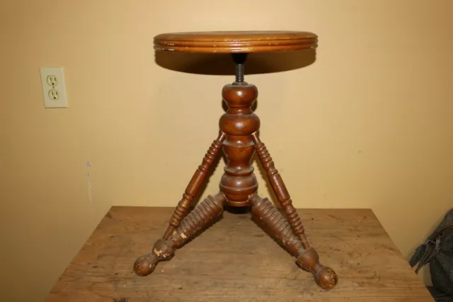 Antique Victorian c.1890 Tonk Chicago New York Wood Organ Piano Stool Antique Victorian c.1890 Tonk Chicago New York Wood Organ Piano Stool