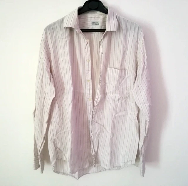 Camicia A Righe Colore Bianca Da Uomo Lunghezza 70 Cm Elegante Abito Vestito