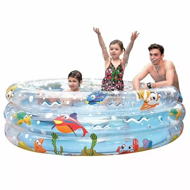 150 x 53cm Friendly Fish Sea Design Inflatable Three Ring Paddling Water Pool