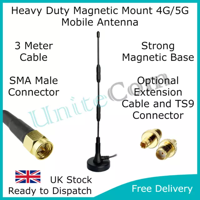 Robuste hohe Verstärkung 4G 5G Booster Peitsche Antenne magnetische Halterung SMA TS9 extern