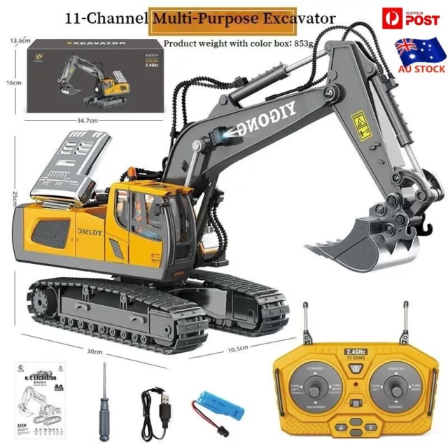 Large Alloy Remote Control Excavator 11 Channel Crawler  Boys Engineering Toys