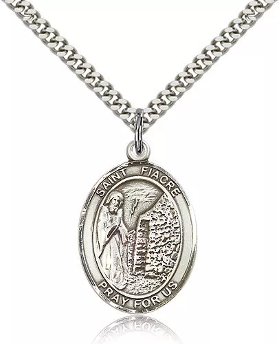 Saint Fiacre Medal For Men - .925 Sterling Silver Necklace On 24 Chain - 30 ...