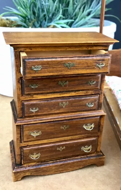 Beautiful Vintage Wooden Dollhouse Furniture Bedroom Set - Very Unusual, Four Po 2