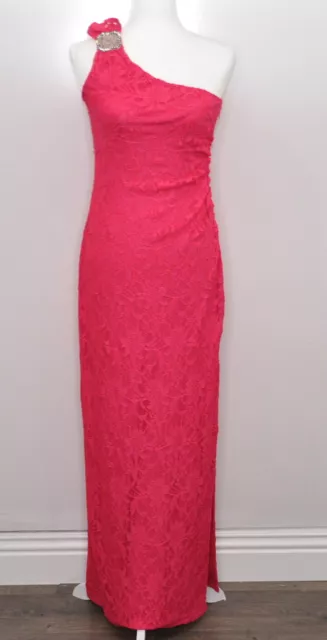 Hailey by Adrianna Papell Dress Womens 6 Pink Lace Rhinestones Evening Gown New