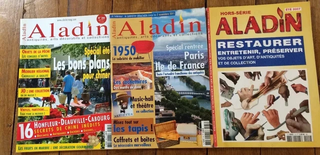 Revue Aladin Antiquités-Brocante lot de 3 n° dont un spécial, TBE