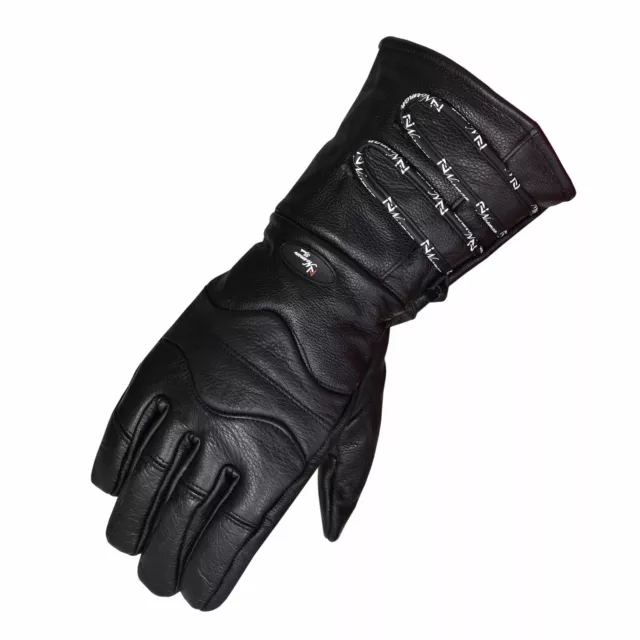 Gants Moto Cuir de Vache Hiver Equitation Cuir Motard Cuir Long Gants