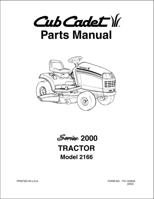 2166 Tractor Service Parts Manual Fits Cub Cadet Series 2000 Model 2166