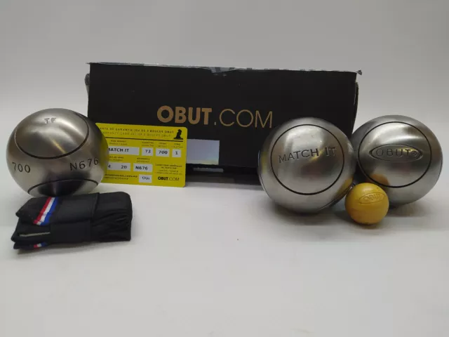 Boules de pétanque demi-tendre 73mm match it strie 0 - Obut