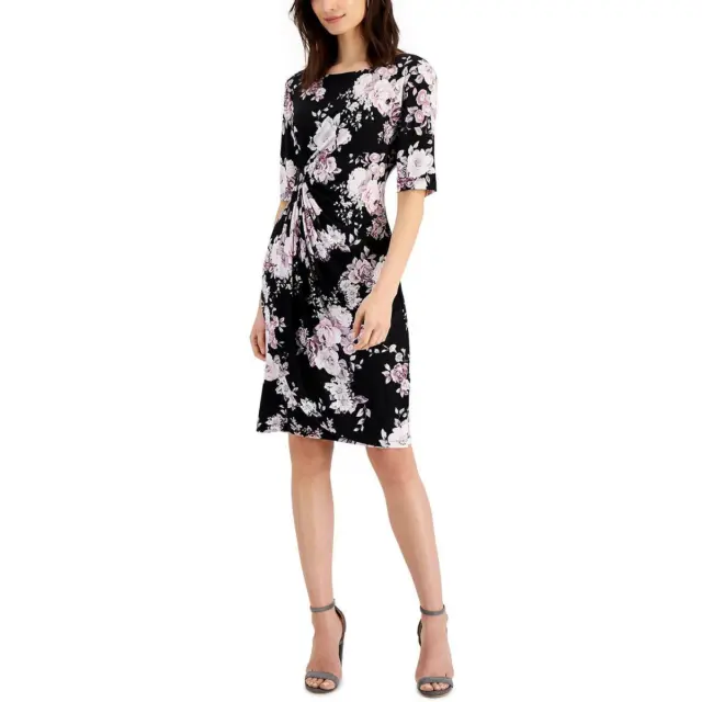 Connected Apparel Womens Floral Knee-Length Sheath Dress Petites BHFO 1742