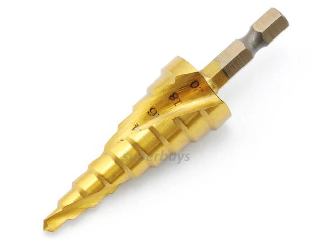 4-20mm Titanium HSS Spiral Unibit Step Cone Drill Bit Bore Hole Cut Electrical