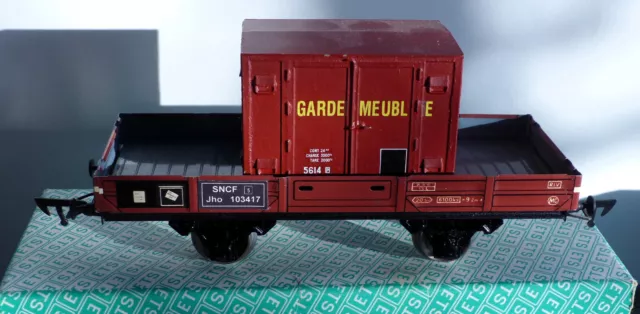 Wagon plat ETS francisé livréavec un conteneur, compatible Hornby, Jep, AS
