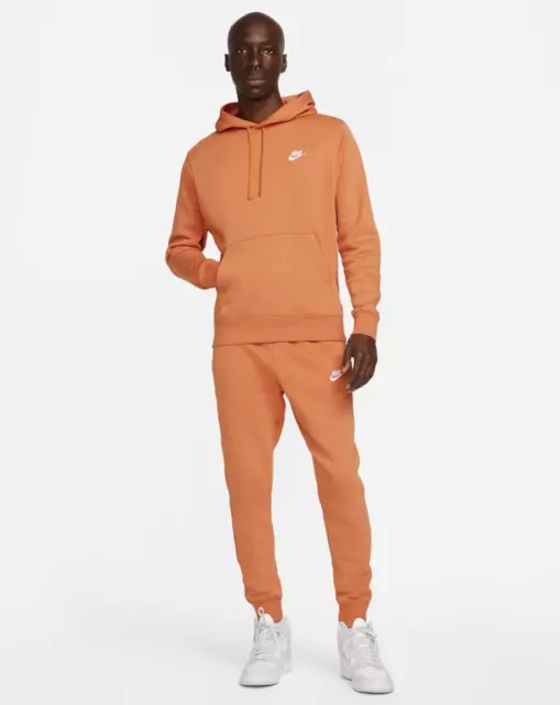 Nike NSW Club Fleece Mens Hoodie Orange Multi Size Pullover Sweatshirt