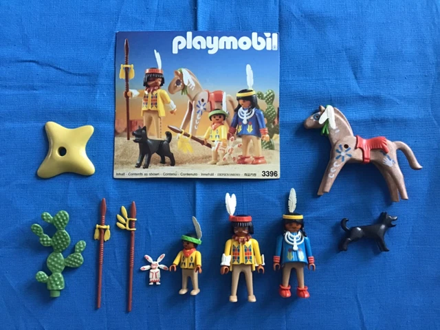 Playmobil 3396 VINTAGE famille indienne personnages cheval
