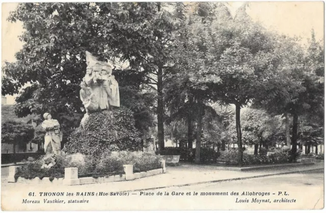 THONON les Bains 74 Place de la Gare CPSM écrite à MR Peragallo de Douai 1938