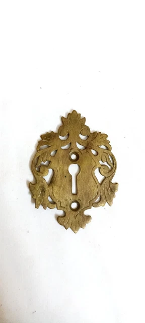 Old Door Original Escutcheon Big Brass Key hole Plate Cover Antique Vintage E65